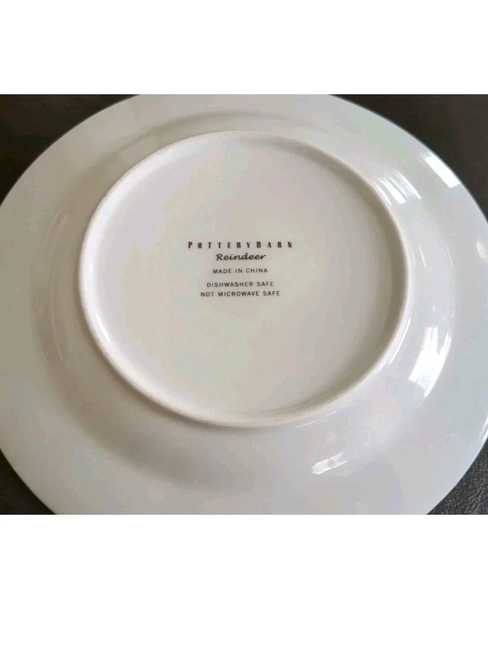 Set 2 Pottery Barn Christmas Reindeer COMET & CUPID Salad Plates Retired 8.5”